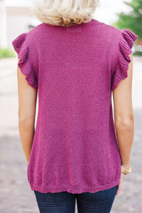 Certain Joy Plum Purple Knit Top