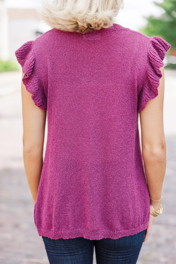 Certain Joy Plum Purple Knit Top