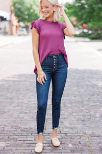 Certain Joy Plum Purple Knit Top