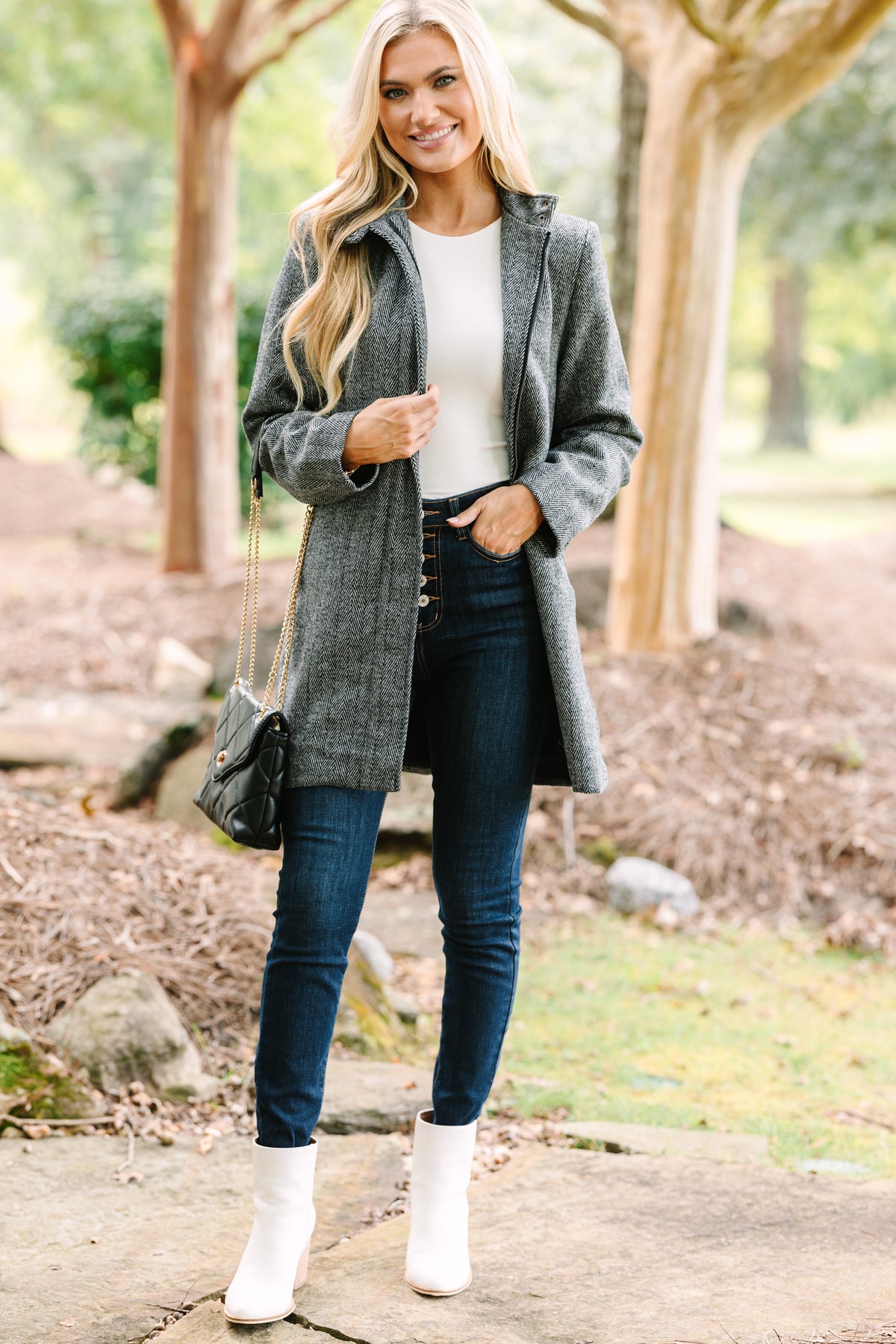 Do What You Can Black Herringbone Coat – Shop the Mint