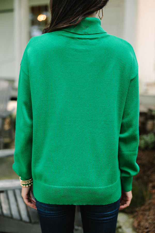 Feeling Your Best Kelly Green Turtleneck Sweater