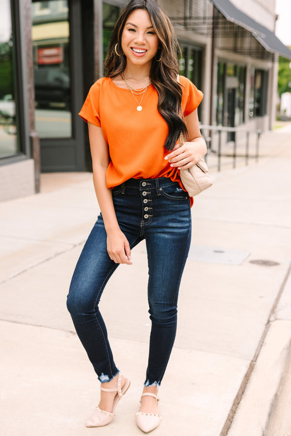 Hello Beautiful Rust Orange Cap Sleeve Top – Shop the Mint