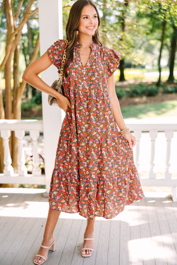 It's Another Day Brick Red Ditsy Floral Midi Dress Shop the Mint It's Another Day Brick Red Ditsy Floral Midi Dress Shop the Mint