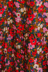 It's Another Day Brick Red Ditsy Floral Midi Dress