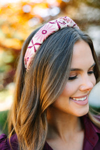 Let's Move Pink Floral Embroidered Headband