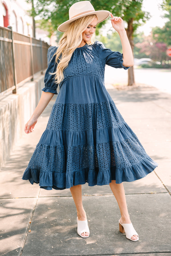 Making Moves Navy Blue Eyelet Midi Dress – Shop the Mint Making Moves Navy Blue Eyelet Midi Dress – Shop the Mint