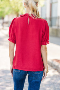 Wish You Were Here Burgundy Red Crochet Blouse