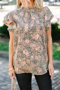 On My Heart Taupe Brown Leopard Print Blouse