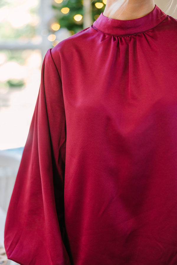 On My Mind Burgundy Red Blouse