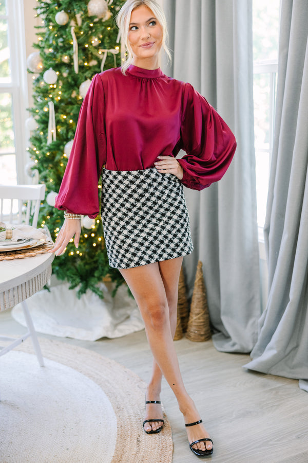 On My Mind Burgundy Red Blouse