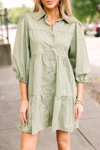 On Your Way Olive Green Babydoll Dress