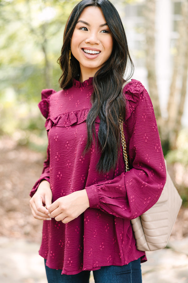 Romantic History Burgundy Red Ruffled Blouse – Shop the Mint