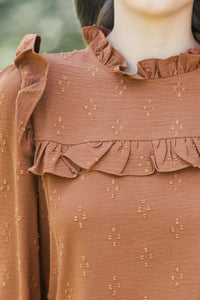 Romantic History Brown Ruffled Blouse