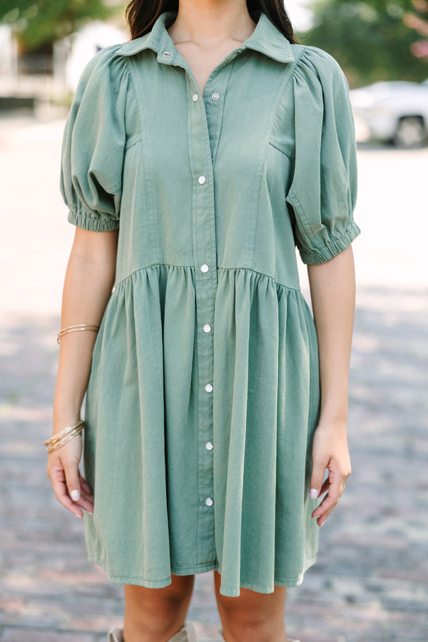 Well Known Olive Green Denim Babydoll Dress, X-Large - The Mint Julep Boutique | Women's Boutique Clothing Well Known Olive Green Denim Babydoll Dress, X-Large - The Mint Julep Boutique | Women's Boutique Clothing