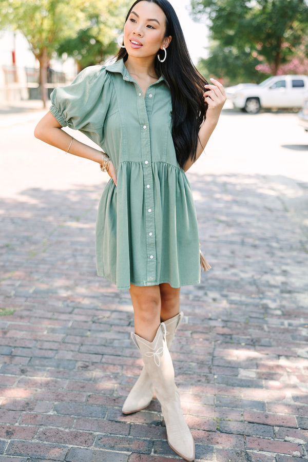 Well Known Olive Green Denim Babydoll Dress, X-Large - The Mint Julep Boutique | Women's Boutique Clothing Well Known Olive Green Denim Babydoll Dress, X-Large - The Mint Julep Boutique | Women's Boutique Clothing