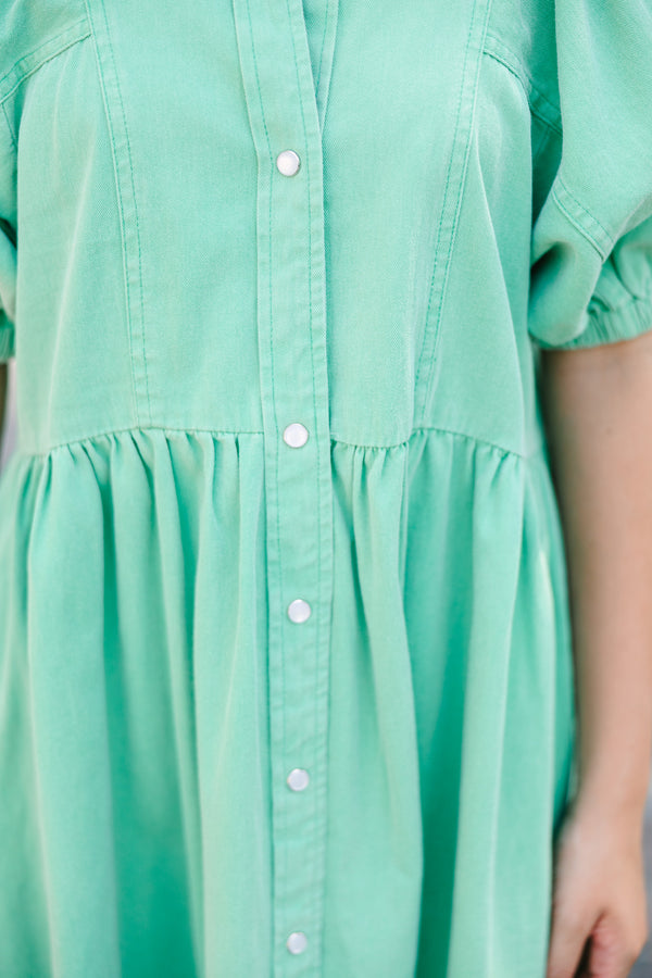 Well Known Green Denim Babydoll Dress