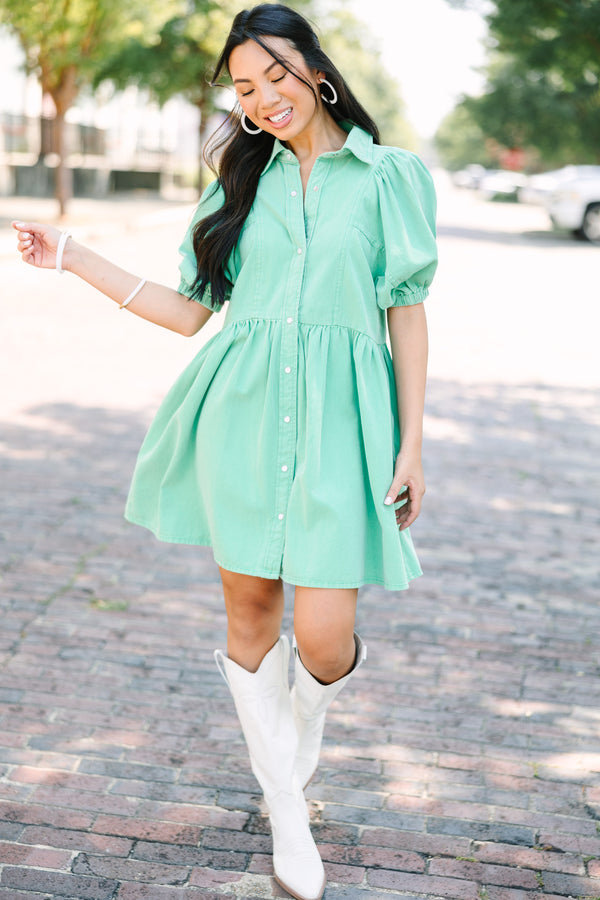 Well Known Green Denim Babydoll Dress Shop the Mint Well Known Green Denim Babydoll Dress Shop the Mint