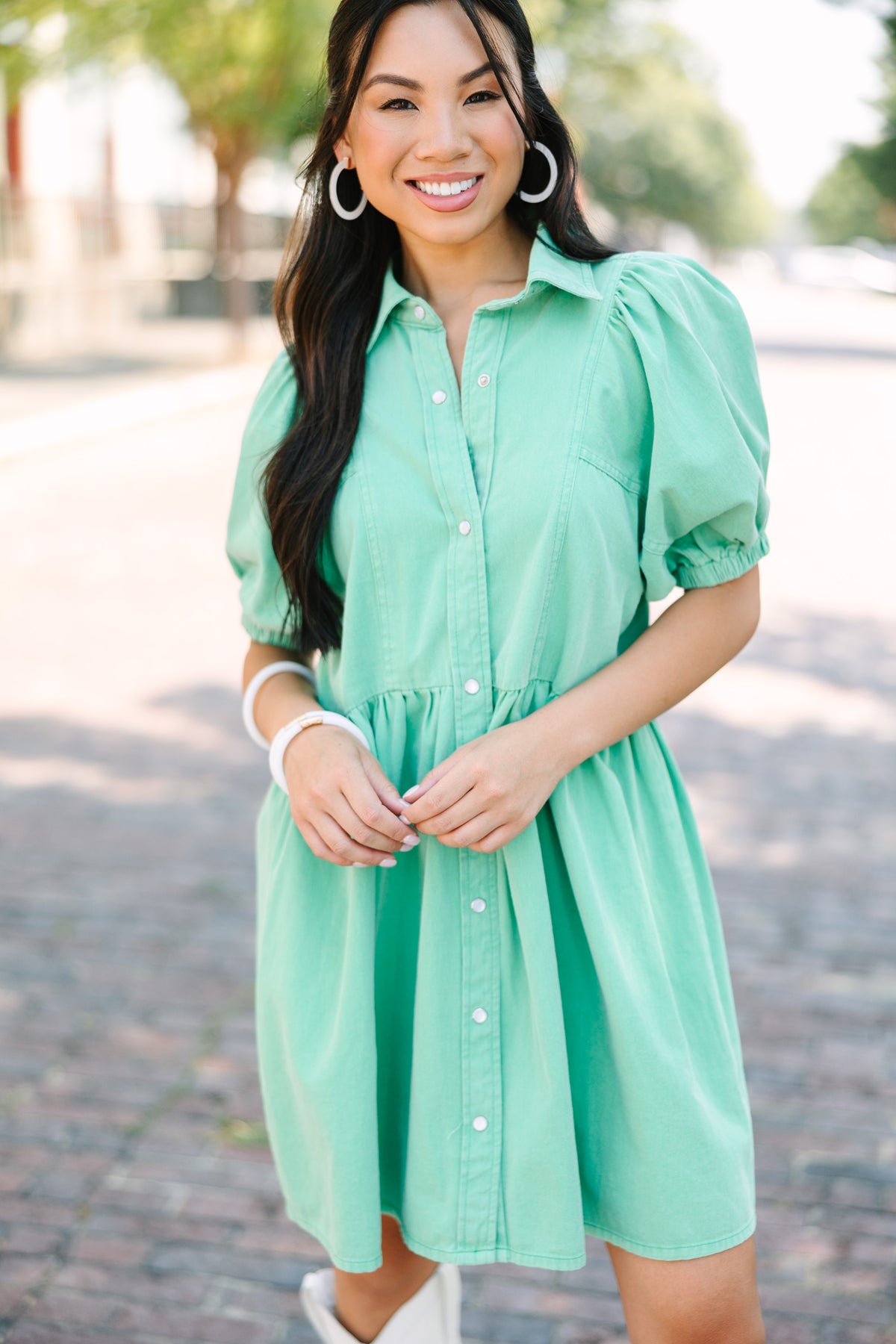 Well Known Green Denim Babydoll Dress – Shop the Mint