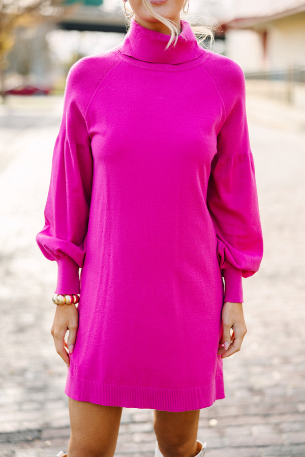 Wherever You Go Pink Turtleneck Sweater Dress
