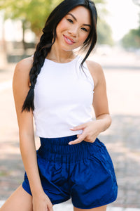 Off To A Good Start Navy Blue Running Shorts