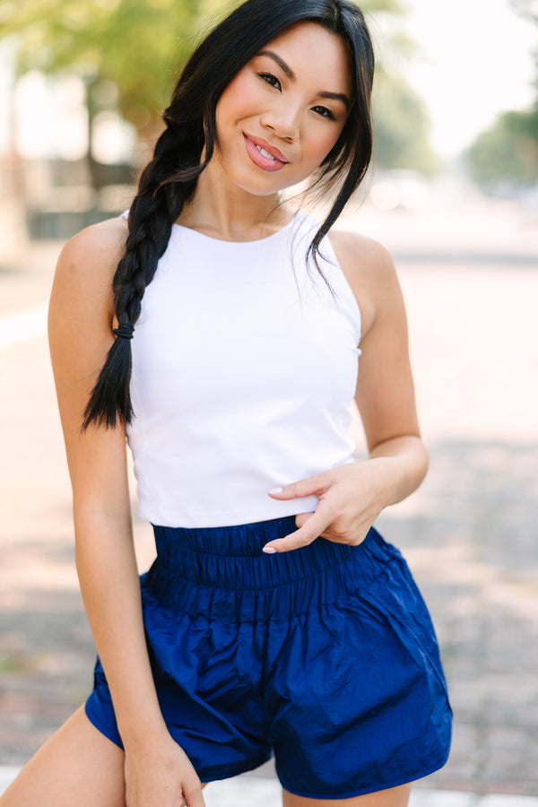 Off To A Good Start Navy Blue Running Shorts