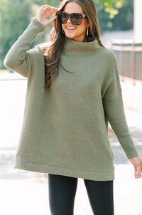 The Slouchy Olive Mock Neck Tunic