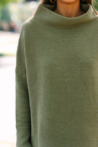 The Slouchy Olive Mock Neck Tunic