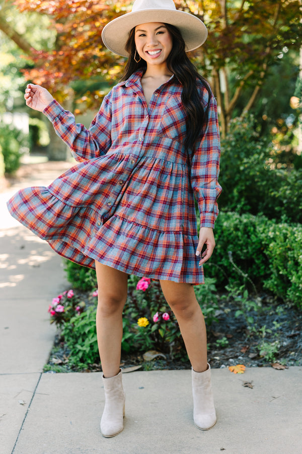 Tell Your Story Burgundy Red Plaid Babydoll Dress – Shop the Mint