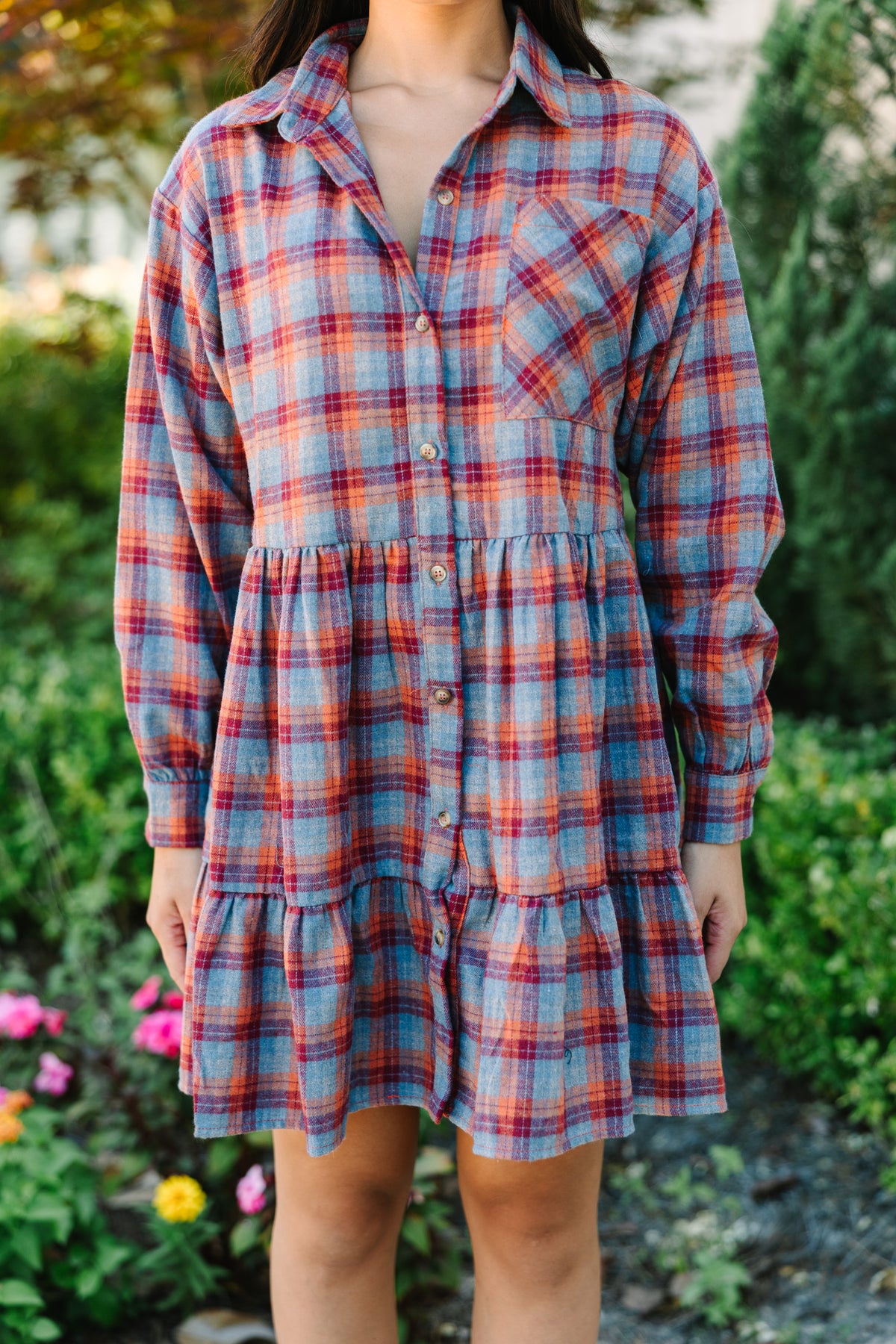 The Paper shops Doll rustic orange plaid dress