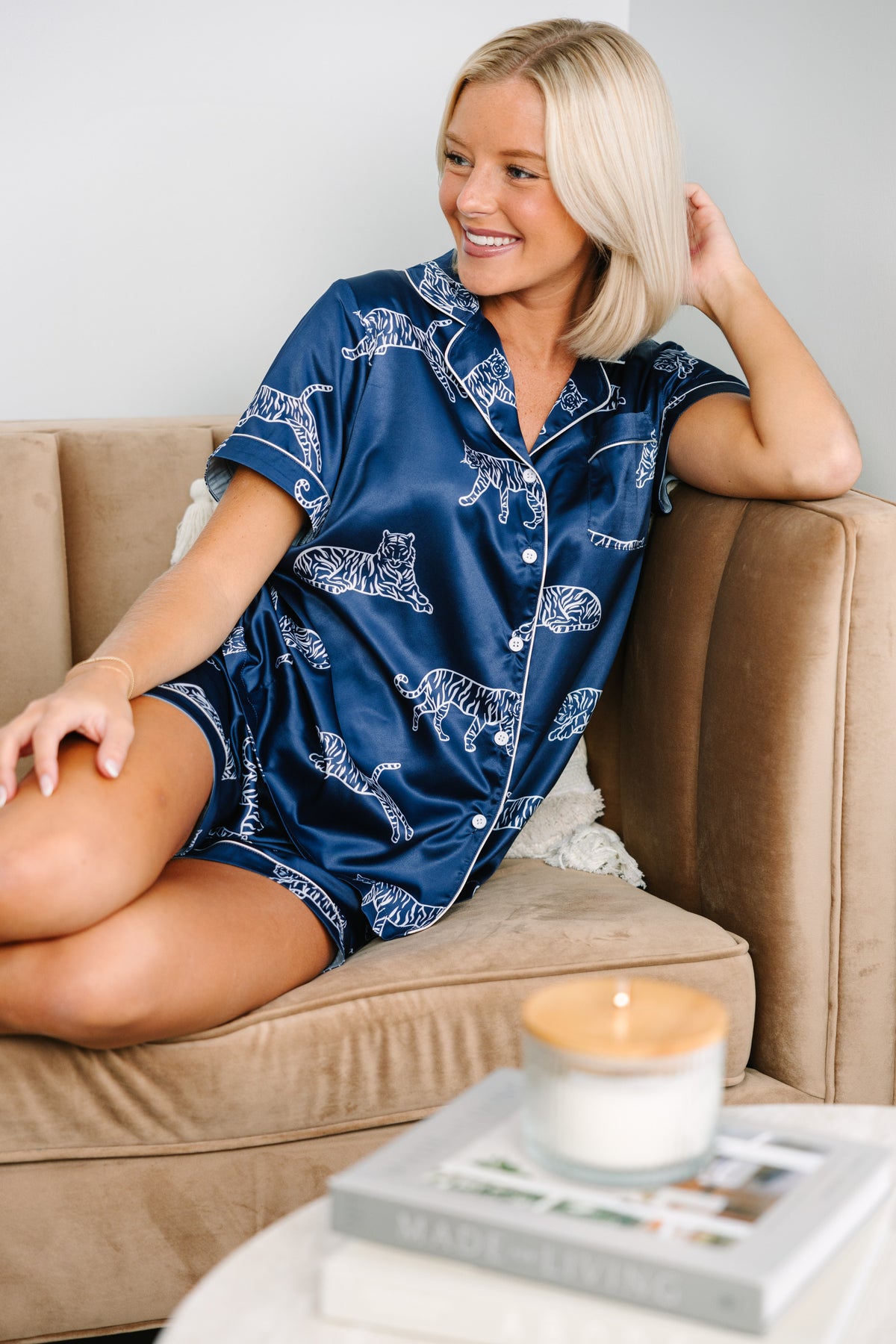 In Plain Sight Navy Blue Tiger Print S/S Pajamas – Shop the Mint