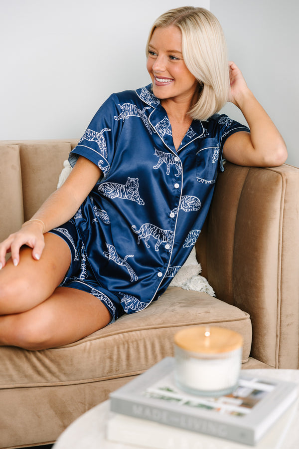 tiger lily pyjamas In Plain Sight Navy Blue Tiger Print S/S Pajamas – Shop the Mint