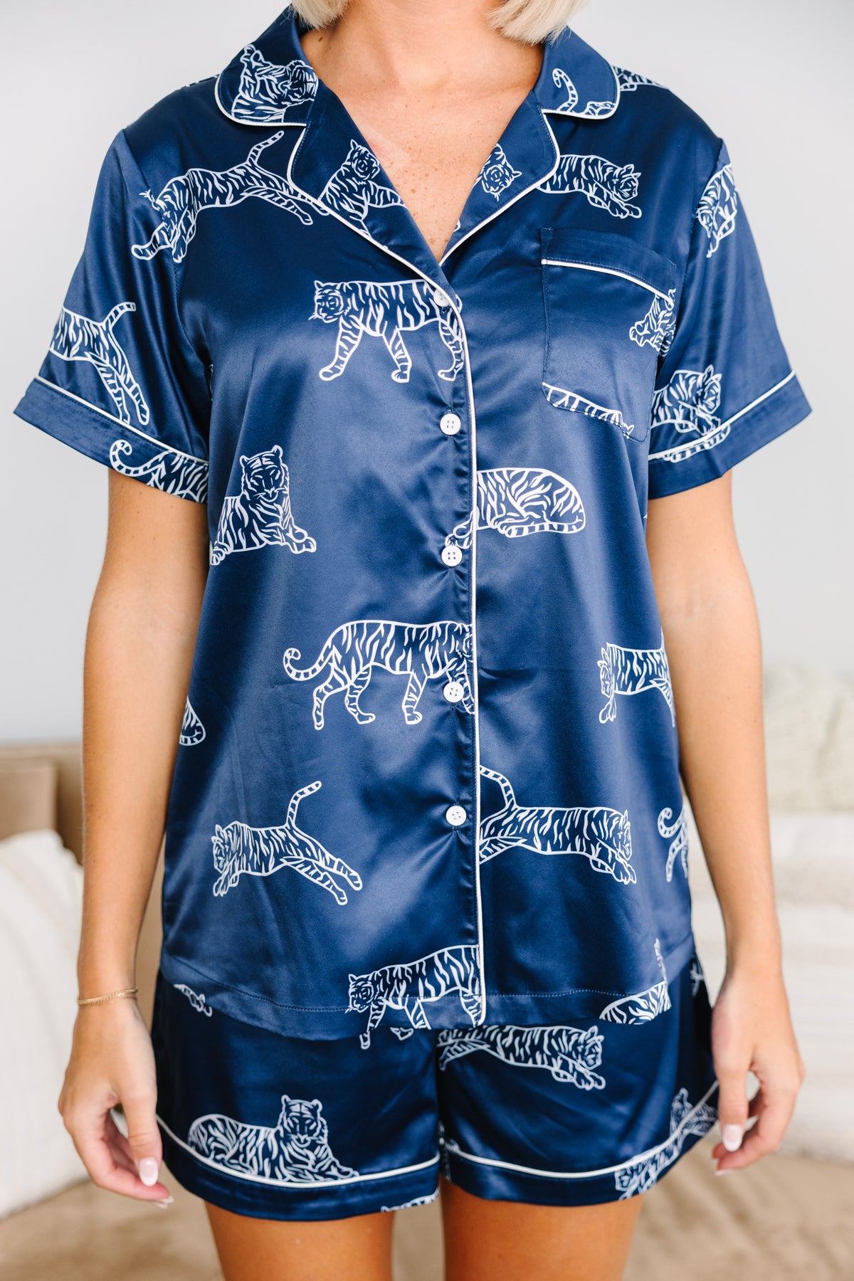In Plain Sight Navy Blue Tiger Print S/S Pajamas – Shop the Mint