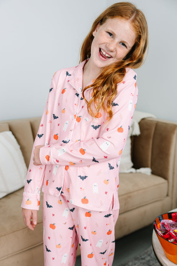 Halloween pajamas, pink Halloween pajamas, boutique matching pjs