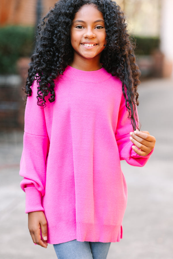Girls: Perfectly You Candy Pink Mock Neck Sweater