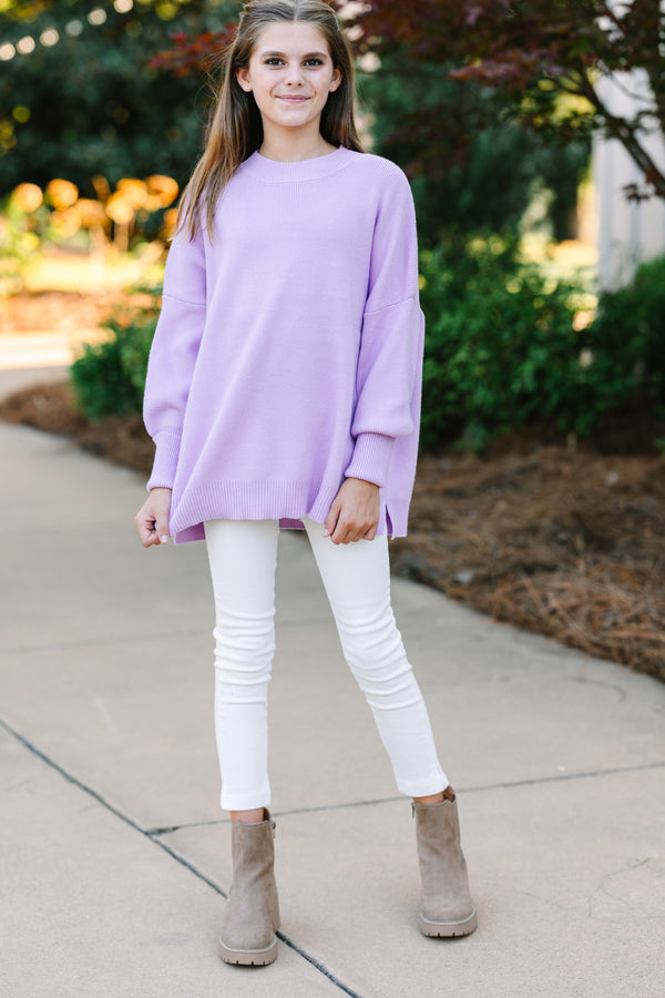 Girls: Perfectly You Lavender Purple Mock Neck Sweater