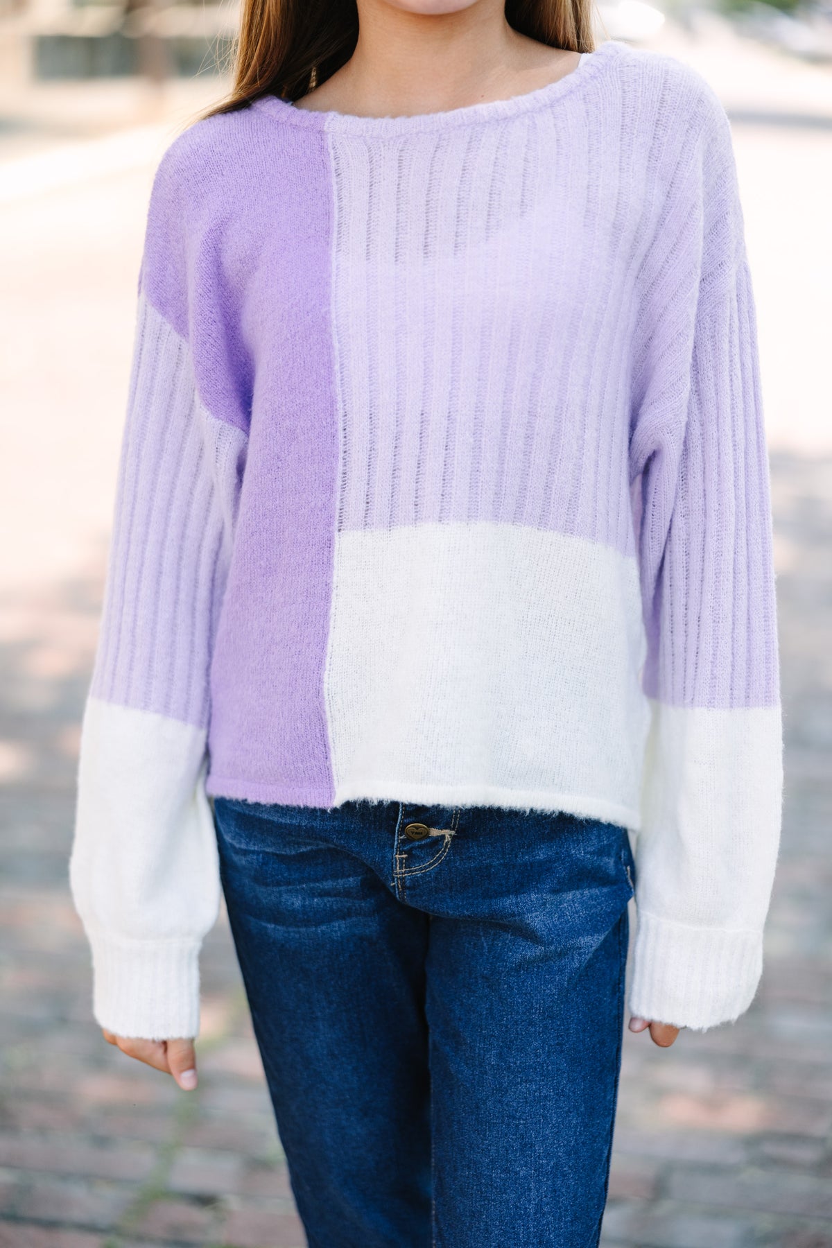 Girls: Totally You Lavender Purple Colorblock Sweater – Shop the Mint
