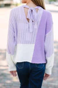 Girls: Totally You Lavender Purple Colorblock Sweater