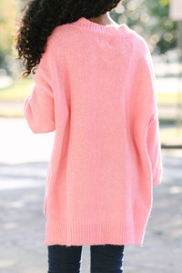 Girls: As It Happens Candy Pink Bubble Sleeve Sweater
