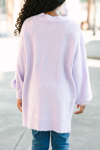 Girls: As It Happens Lavender Purple Bubble Sleeve Sweater