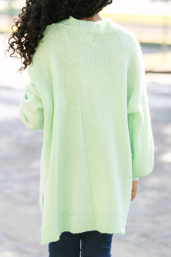 Girls: As It Happens Sage Green Bubble Sleeve Sweater
