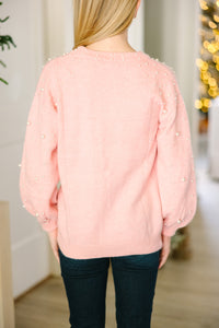 Pink sweater with clearance pearls