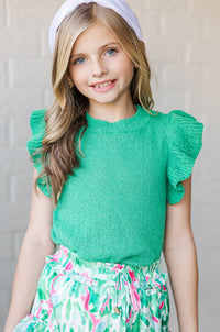 Girls: Certain Joy Emerald Green Knit Top