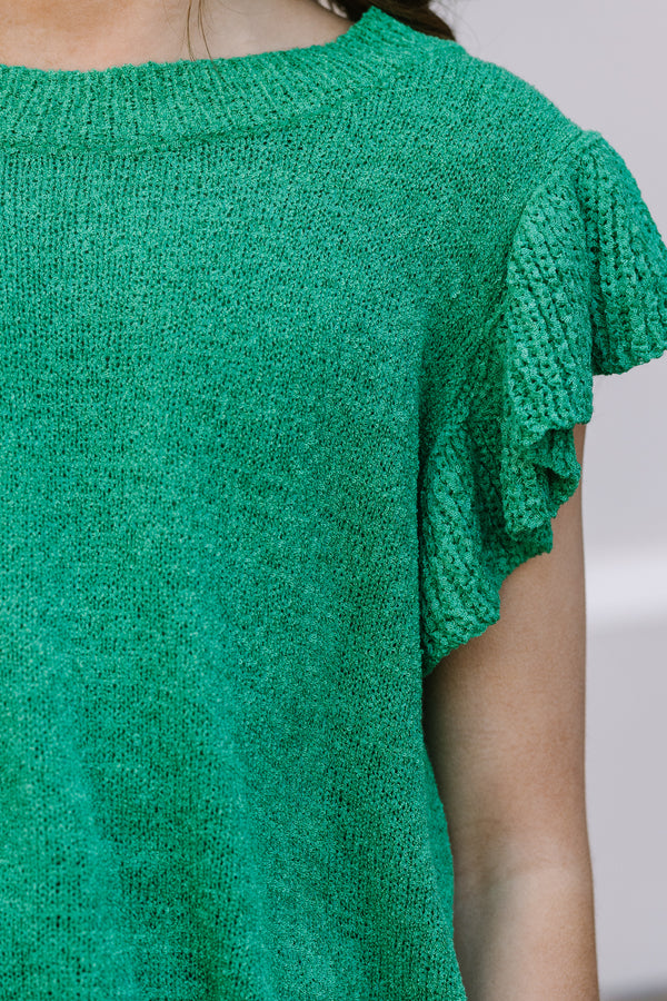Girls: Certain Joy Emerald Green Knit Top
