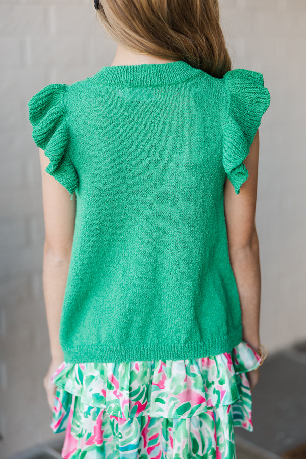 Girls: Certain Joy Emerald Green Knit Top