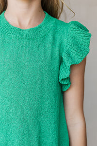 Girls: Certain Joy Emerald Green Knit Top