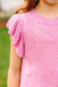 Girls: Certain Joy Candy Pink Knit Top
