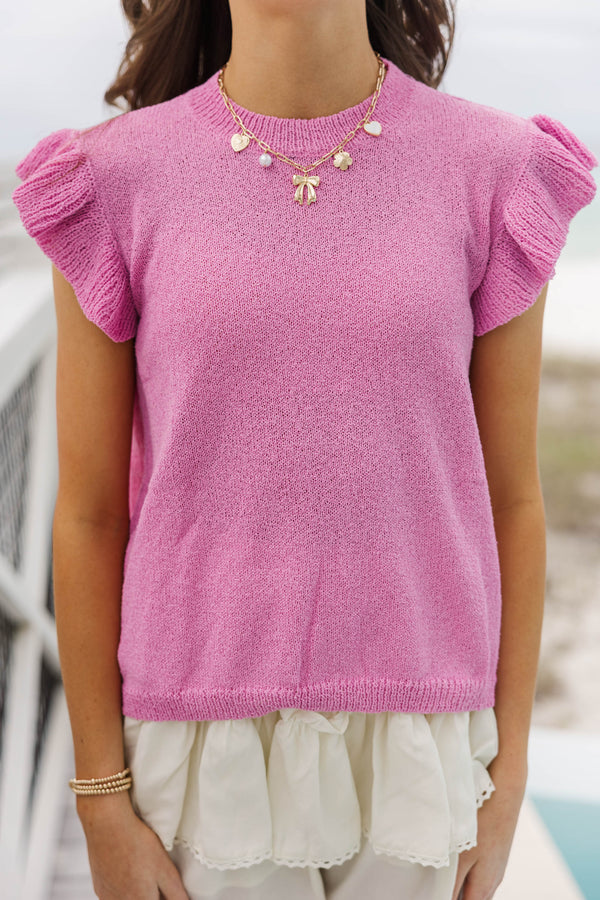 Girls: Certain Joy Candy Pink Knit Top