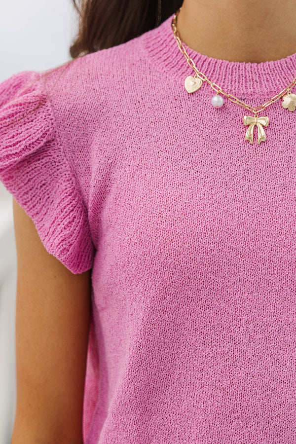 Girls: Certain Joy Candy Pink Knit Top