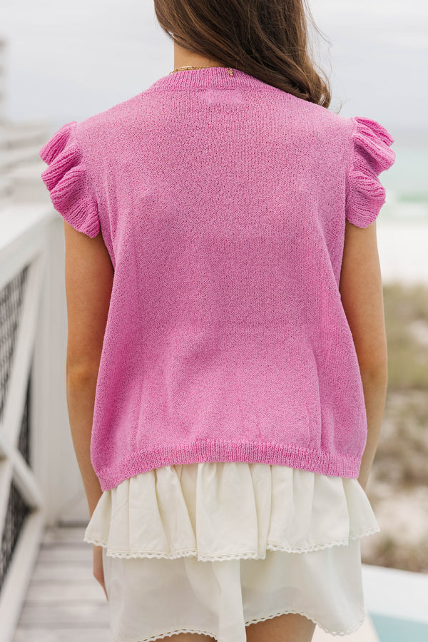 Girls: Certain Joy Candy Pink Knit Top