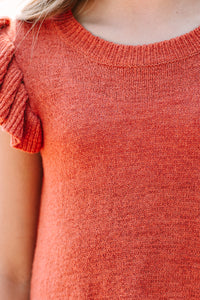 Girls: Certain Joy Copper Orange Knit Top
